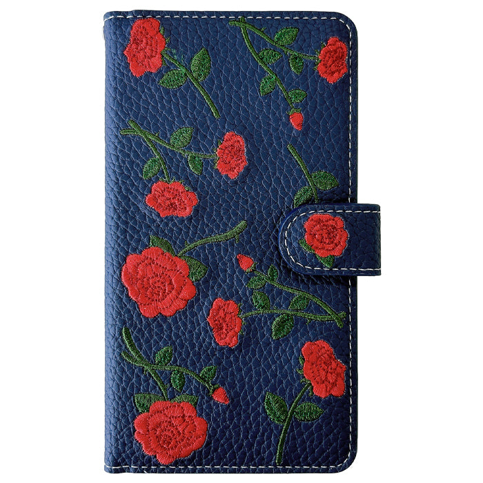 【Leo&Aoi公式ショップ】  バラ刺繍 スマホケース 手帳型ケース 100機種以上対応
