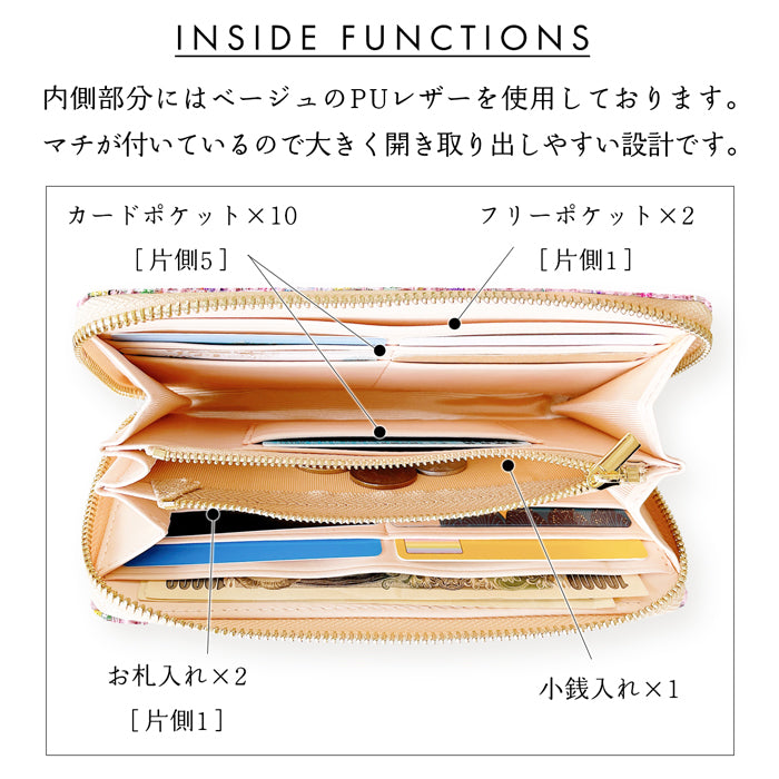 【Leo&Aoi公式ショップ】 スパンコール付き ツイード 財布 長財布 ラウンド型長財布 ラウンドファスナー サイフ さいふ ウォレット ラウンド長財布 大容量 長サイフ お札入れ カード 収納 小銭入れ クラシック おしゃれ かわいい レディース ハンドメイド 【安心の返品保証付き】