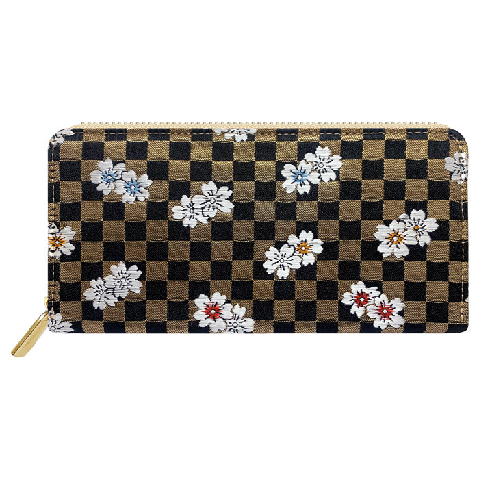 【Leo&Aoi公式ショップ】 西陣織 宵 ラウンドファスナー カード収納 長財布 財布 金襴 サイフ さいふ ウォレット ラウンド長財布 ラウンド財布 長サイフ 和風 和柄 和 豪華 織物 桜 波割付 変わりのし文 レディース ハンドメイド【安心の返品保証付き】