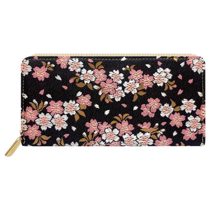 【Leo&Aoi公式ショップ】 西陣織 宵 ラウンドファスナー カード収納 長財布 財布 金襴 サイフ さいふ ウォレット ラウンド長財布 ラウンド財布 長サイフ 和風 和柄 和 豪華 織物 桜 波割付 変わりのし文 レディース ハンドメイド【安心の返品保証付き】